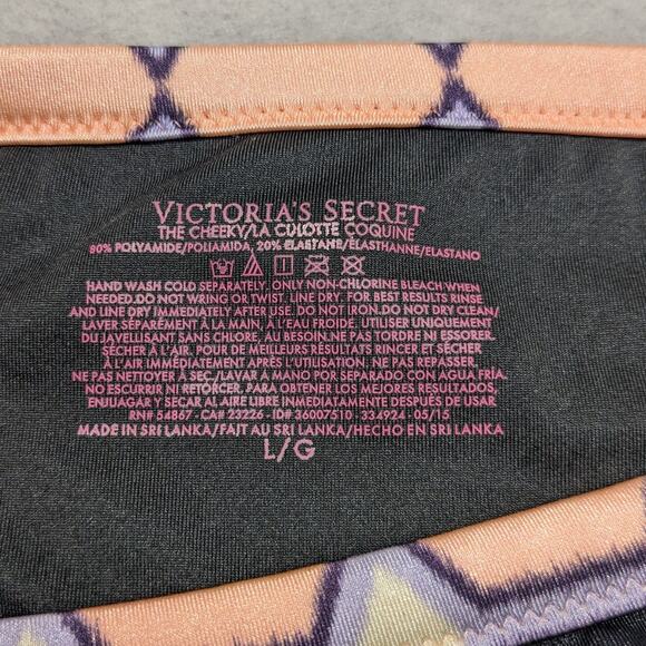 Victoria's Secret Bikini Bottoms Women's Large Black pink Boho y2k EUC - Picture 5 of 6